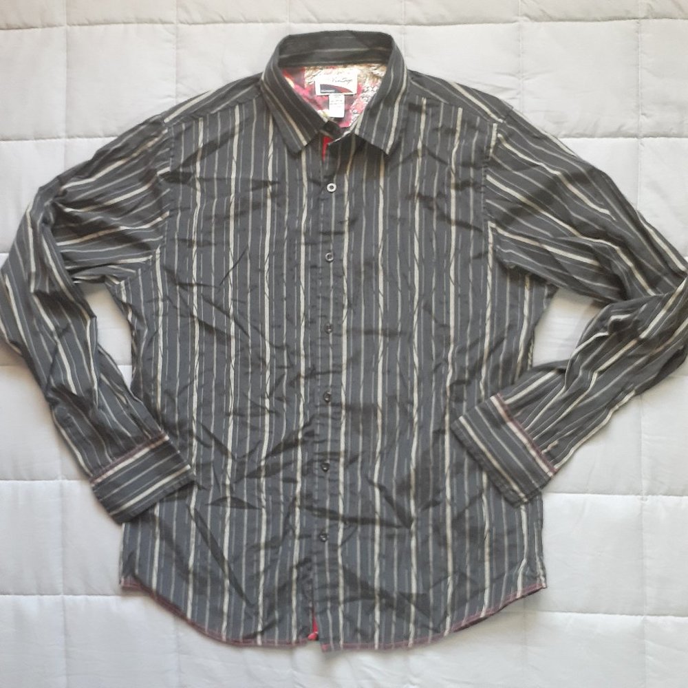 Rare Vintage Brand Black & White Stripe Button Down Mens Large
